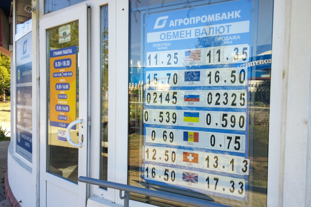 Курсы валют - Агропромбанк, Тирасполь, Приднестровье